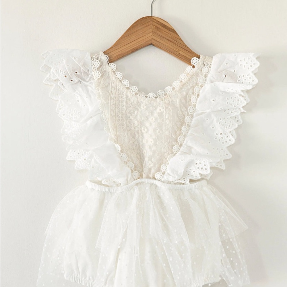White Lace Ruffle Dress- NWT